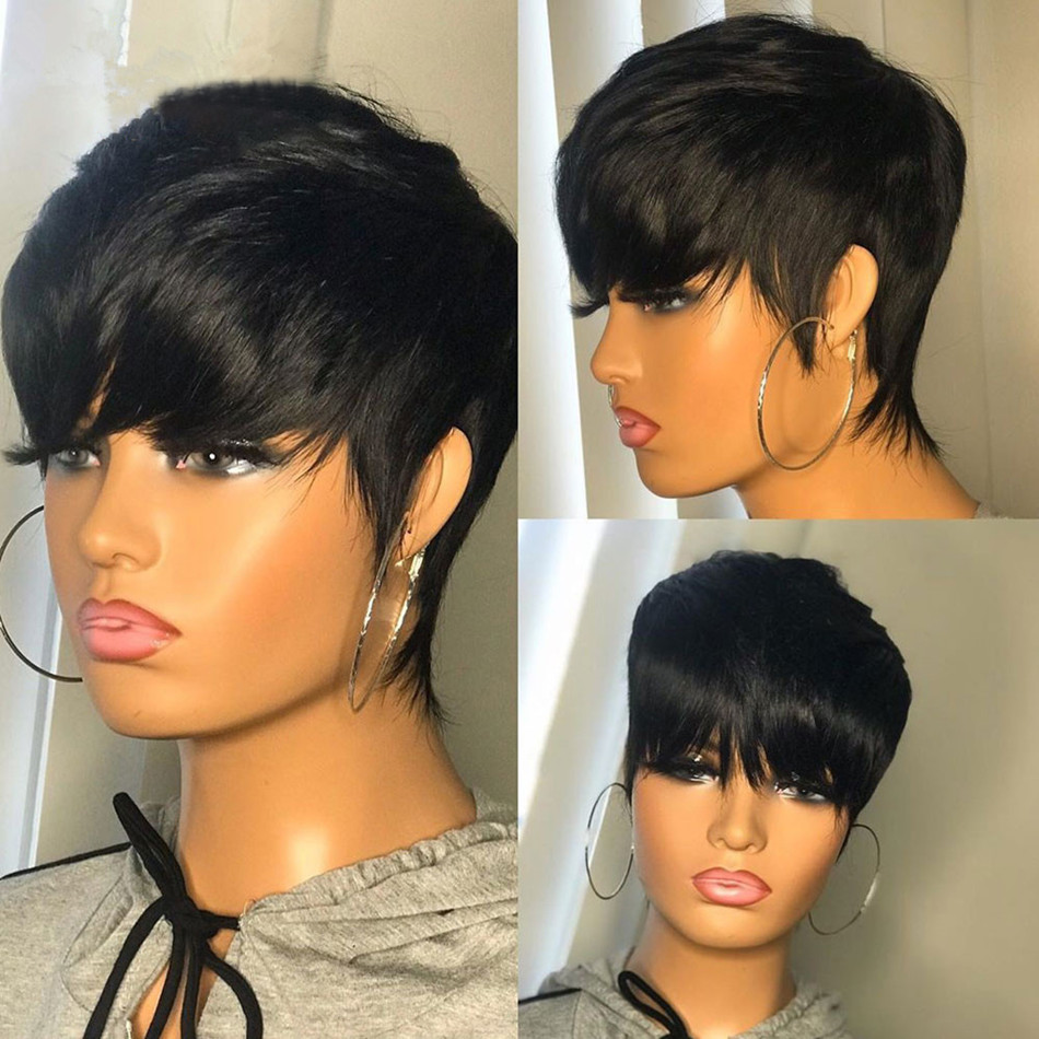 Pelucas de cabello humano cort - Short Pixie Cut Wig Human Hair Cheap reseña y precio