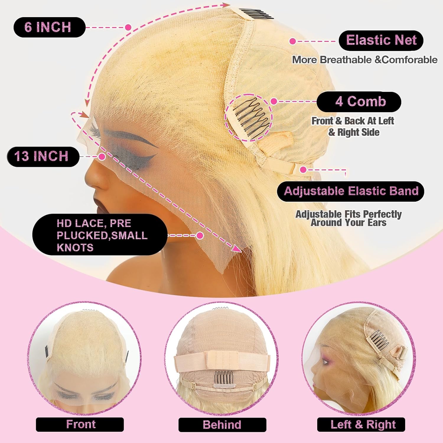 Peluca rubia 613 con encaje fr - 613 Blonde Body Wave Lace Front Wig reseña y precio